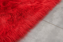 Load image into Gallery viewer, Red Bedside Faux Fur Runner, Luxury Fluffy Runner - 60x150 Cm
