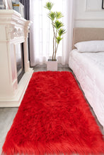 Load image into Gallery viewer, Red Bedside Faux Fur Runner, Luxury Fluffy Runner - 60x150 Cm
