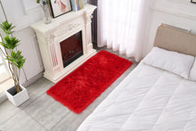 Load image into Gallery viewer, Red Bedside Faux Fur Runner, Luxury Fluffy Runner - 60x150 Cm
