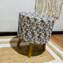 Load image into Gallery viewer, Bohemian Home Round Utility Padded Stool/ Ottoman Natural Finish - 4 Leg, Black Textured
