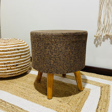 Load image into Gallery viewer, Bohemian Home Round Utility Padded Stool/ Ottoman Natural Finish - 4 Leg, Oliva Textured
