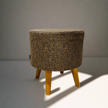 Load image into Gallery viewer, Bohemian Home Round Utility Padded Stool/ Ottoman Natural Finish - 4 Leg, Oliva Textured
