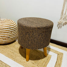 Load image into Gallery viewer, Bohemian Home Round Utility Padded Stool/ Ottoman Natural Finish - 4 Leg, Oliva Textured
