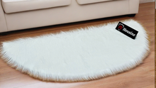 Load image into Gallery viewer, D Shape Bedside Faux Fur Runner, Luxury Fluffy Runner - 60x150 Cm - White
