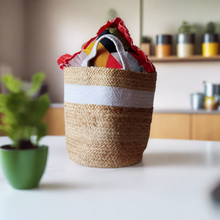 Load image into Gallery viewer, Jute &amp; White - Planter Pots/Storage Basket
