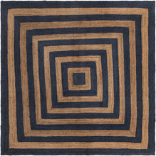 Load image into Gallery viewer, Square Border Braided Natural Rug Hand Woven Jute/Rug - Beige, Black
