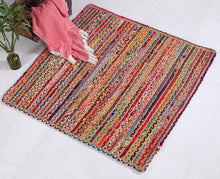 Load image into Gallery viewer, Square Braided Natural Rug Hand Woven Jute/Rug - Multicolor
