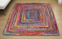 Load image into Gallery viewer, Square Braided Rug Hand Woven Jute/Rug - Multicolor
