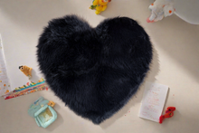 Load image into Gallery viewer, Black Heart Faux Fur Rug, Luxury Fluffy Area Rug - 80x80 cm
