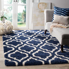 Load image into Gallery viewer, RUGSKART SHAG MOROCCAN NAVY BLUE/IVORY AREA RUG
