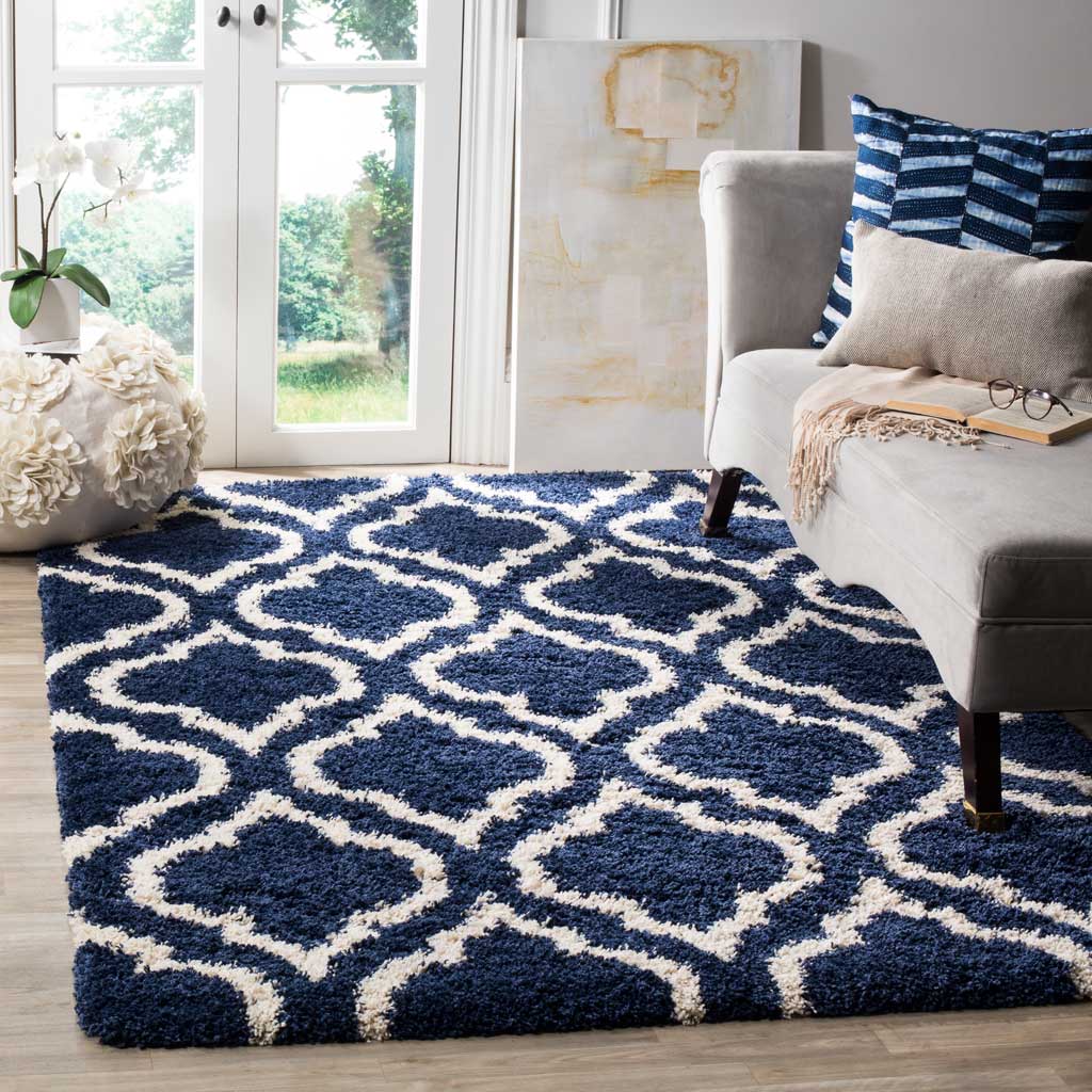 RUGSKART SHAG MOROCCAN NAVY BLUE/IVORY AREA RUG