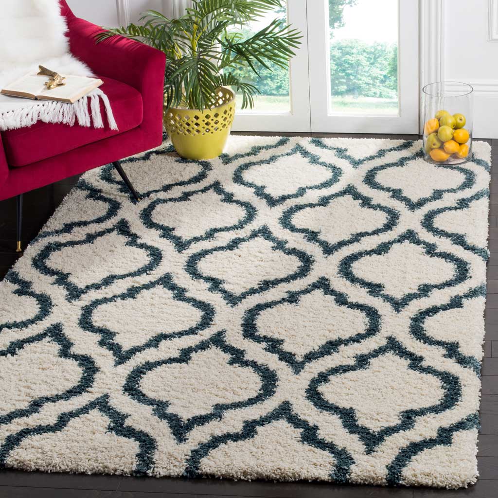 RUGSKART SHAG MOROCCAN BLUE/IVORY AREA RUG