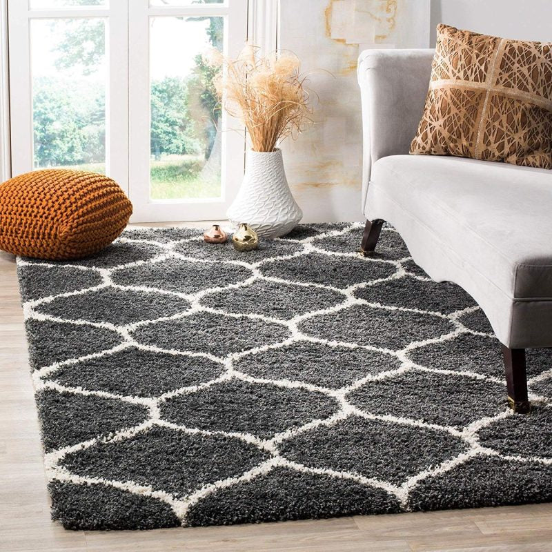 SOFT SHAG MOROCCAN GREY/IVORY AREA RUG