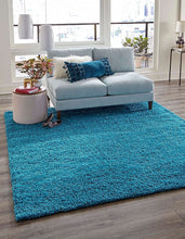 Load image into Gallery viewer, SOFT SHAG MOROCCAN TURQUOISE PLAIN AREA RUG
