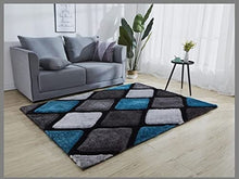 Load image into Gallery viewer, Aqua With Grey Multi Beautiful Premium Shaggy Rug
