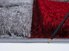 Load image into Gallery viewer, Red &amp; Grey Multi Modern Premium Shaggy Rug
