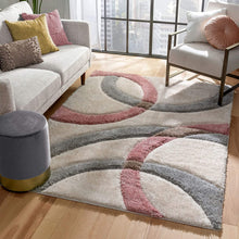 Load image into Gallery viewer, Pink Ivory 3D Design Premium Stylish Shaggy Rug
