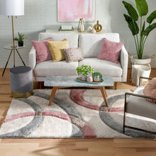 Load image into Gallery viewer, Pink Ivory 3D Design Premium Stylish Shaggy Rug
