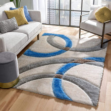 Load image into Gallery viewer, Light Blue Cut Premium Modern Shaggy Rug
