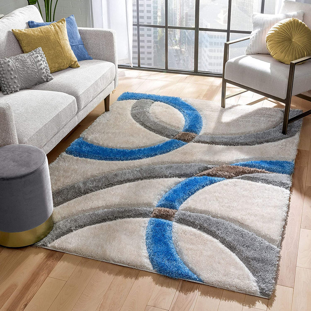 Light Blue Cut Premium Modern Shaggy Rug