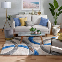 Load image into Gallery viewer, Light Blue Cut Premium Modern Shaggy Rug
