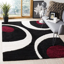 Load image into Gallery viewer, Black &amp; Purple Stylish Modern Shaggy Rug
