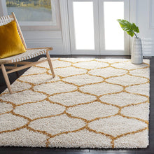 Load image into Gallery viewer, Ivory With Golden Beautiful Shaggy Premium Rug
