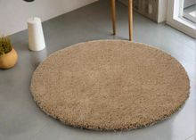 Load image into Gallery viewer, Beige Plain - Premium Round Shaggy Rug
