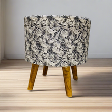 Load image into Gallery viewer, Bohemian Home Round Utility Padded Stool/ Ottoman Natural Finish - 4 Leg, Black Textured
