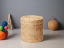 Load image into Gallery viewer, Beige Natural Jute Pouf/Ottoman
