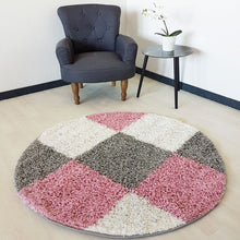 Load image into Gallery viewer, Pink With Grey - Premium Round Shaggy Rug
