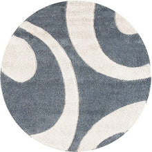 Load image into Gallery viewer, Grey &amp; Ivory - Premium Soft Modern  Round Shaggy Rug
