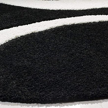 Load image into Gallery viewer, Ivory &amp; Black - Premium Soft Modern  Round Shaggy Rug
