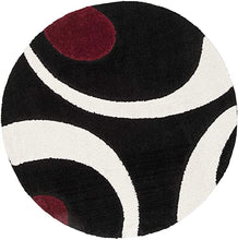 Load image into Gallery viewer, Ivory &amp; Black - Premium Soft Modern  Round Shaggy Rug
