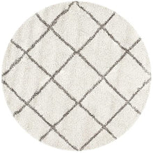 Load image into Gallery viewer, Grey with Ivory - Premium Soft Modern  Round Shaggy Rug
