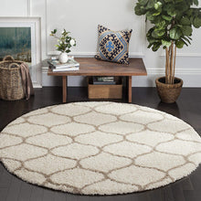 Load image into Gallery viewer, Beige with Ivory - Premium Soft Modern  Round Shaggy Rug
