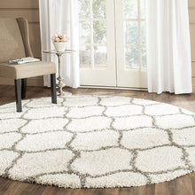 Load image into Gallery viewer, Grey with Ivory - Premium Soft Modern  Round Shaggy Rug
