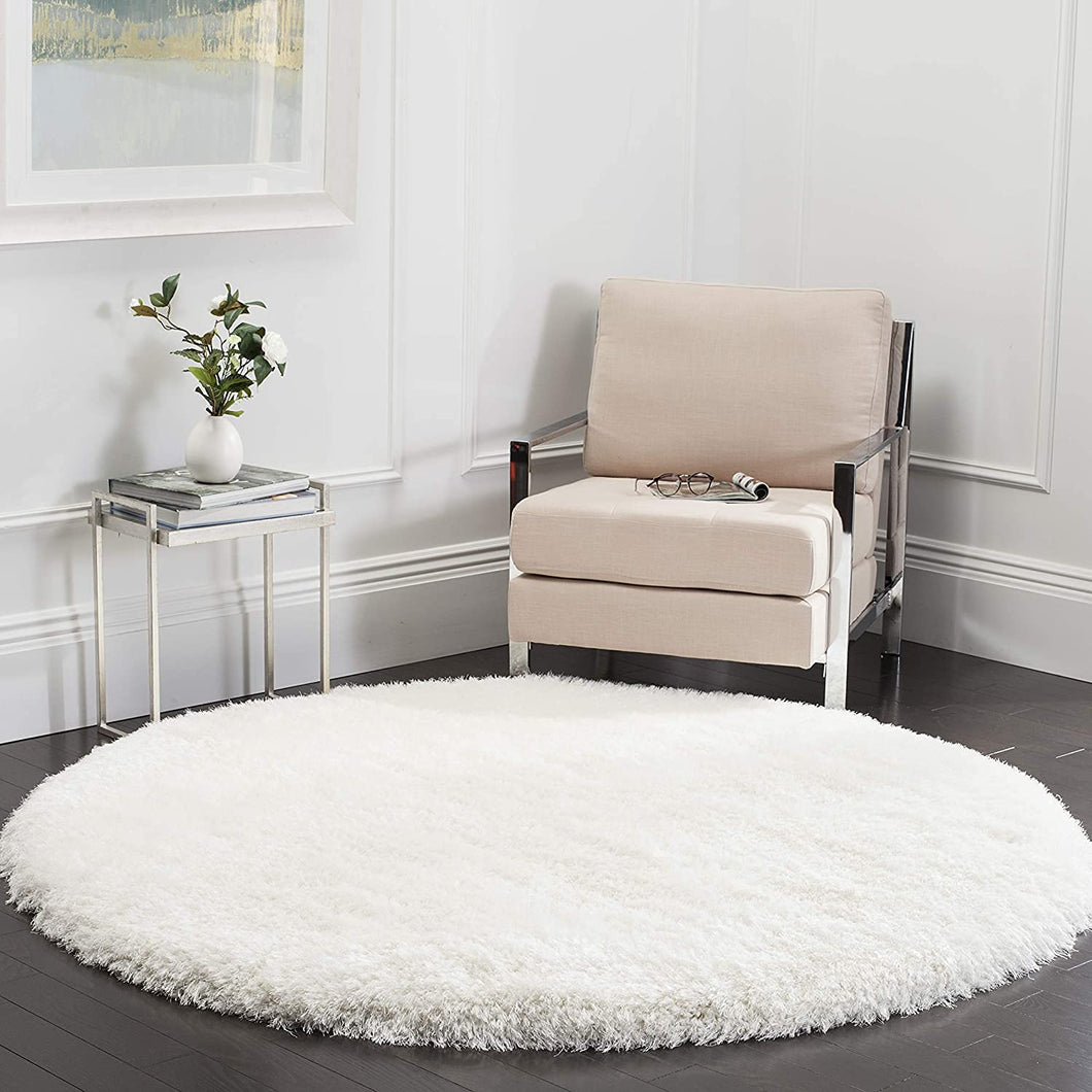 Premium Soft Modern Round Shaggy Rug - White