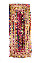 Load image into Gallery viewer, Braided Colorful Natural Jute &amp; Multi Cotton Bedside Runner
