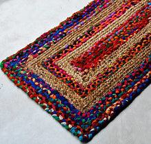 Load image into Gallery viewer, Braided Colorful Natural Jute &amp; Multi Cotton Bedside Runner
