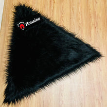 Load image into Gallery viewer, Black Triangle Faux Fur Rug, Luxury Fluffy Area Rug - 90x90 cm
