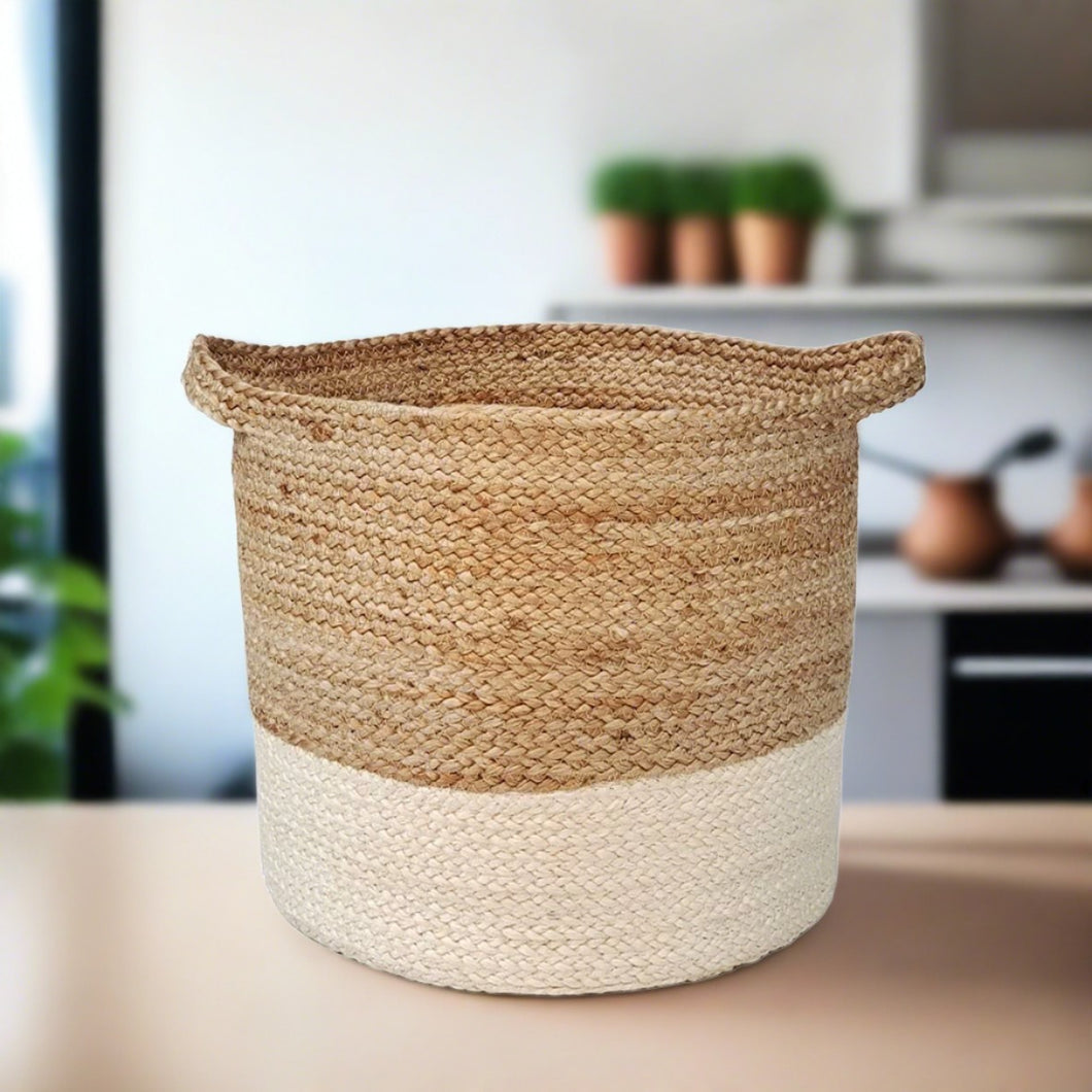 White & Jute - Planter Pots/Storage Basket