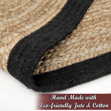 Load image into Gallery viewer, Black Border Braided Natural Jute Bedside Runner
