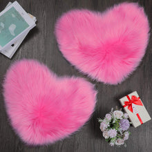 Load image into Gallery viewer, 2 Pieces Fluffy Faux Area Rug Heart Shaped Rug for Home  - Pink
