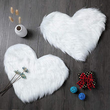 Load image into Gallery viewer, 2 Pieces Fluffy Faux Area Rug Heart Shaped Rug for Home  - White
