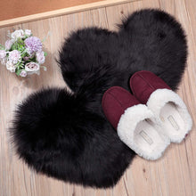Load image into Gallery viewer, 2 Pieces Fluffy Faux Area Rug Heart Shaped Rug for Home  - Black
