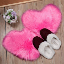 Load image into Gallery viewer, 2 Pieces Fluffy Faux Area Rug Heart Shaped Rug for Home  - Pink
