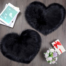 Load image into Gallery viewer, 2 Pieces Fluffy Faux Area Rug Heart Shaped Rug for Home  - Black
