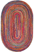 Load image into Gallery viewer, Multi color chindi Oval Collection Classic Hand Woven Area Rug
