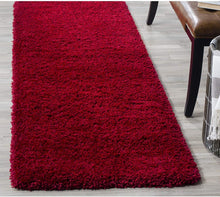 Load image into Gallery viewer, Red Plain Soft Shaggy Bedside runner
